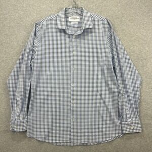Mizzen + Main Shirt Mens XXL Trim Gray‎ Blue Check Leeward Performance Active